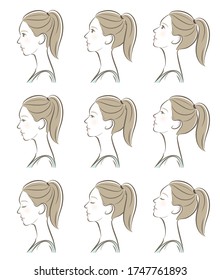 Facial expression illustration of a profile of a woman