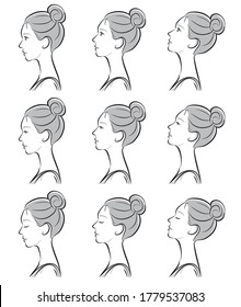 Facial expression illustration of a profile of a woman