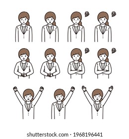 Facial expression illustration set of female pharmacist and doctor