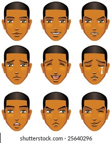 Facial expression of man (African Descent)