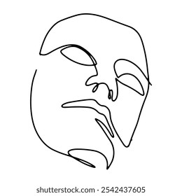 Máscara de Expressão Facial Vetor Linha Arte Design Gráfico