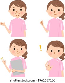 Facial expression of nurse , flat vector cartoon illustrations 