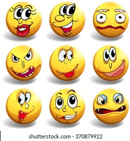 Facial expression on yellow ball illustration