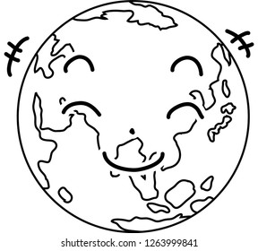 Facial expression outline of a round earth