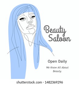Facial expression portrait continuous one line vector illustration.Continuous line art.