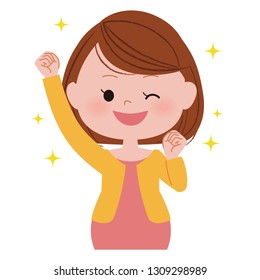 Facial expression of pregnant women. Great joy.