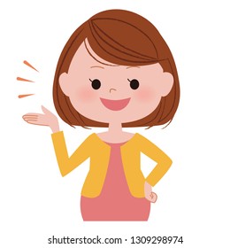 Facial expression of pregnant women. Talking.