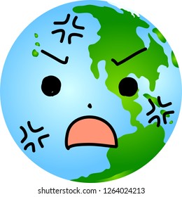 Facial expression of a round gradation earth