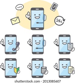Facial expression set for inquiries about smartphone characters
