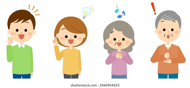 Facial expression set for men and women of all ages