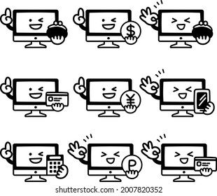 Facial expression set of PC character money