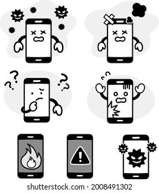 Facial expression set for personal computer character failure and trouble