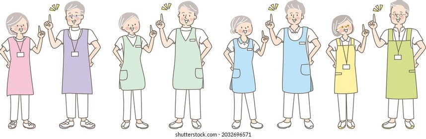 Facial expression set for senior doctors, nurses and chiropractors