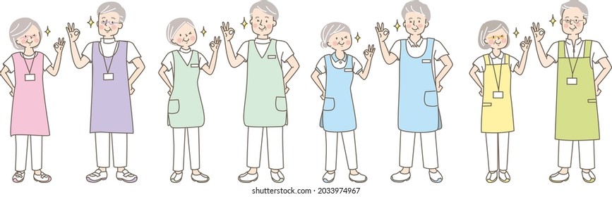 Facial expression set for senior doctors, nurses and chiropractors