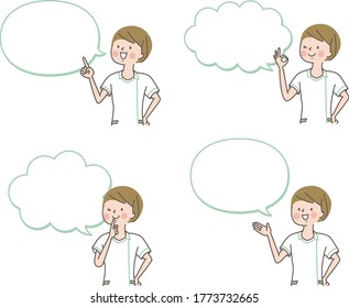 Facial expression set of smiling female doctor or nurse