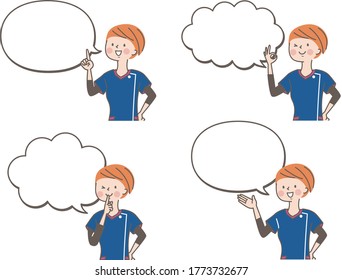 Facial expression set of smiling female doctor or nurse