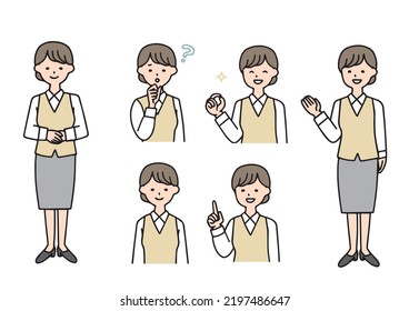 Facial expression variation set for a receptionist in uniform