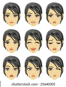 Facial expression of woman (Asian Descent)