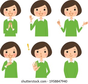 Facial expression of woman ,  Vector cartoon illustrations