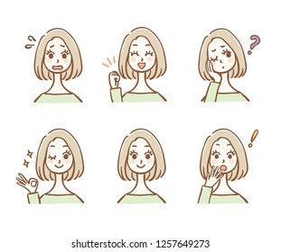 Facial expression of women 【Variation】