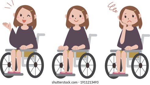 Facial expression of a young woman in a wheelchair
