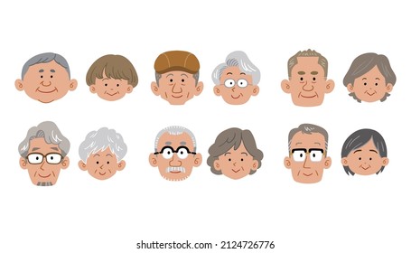 Facial expressions of 6 types of senior couples