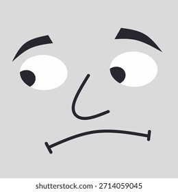 Expresiones faciales, expresiones cómicas ansiosas. Doodle Elementos de diseño de cómic de sentimiento sonriente. Caras cómicas emocionales con ojos, boca, lengua y dientes.