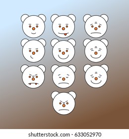 the facial expressions of the bear in cartoon style skatchewan