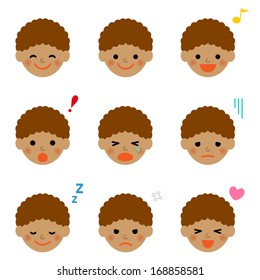 Facial expressions of boy. Vector EPS 10 illustration