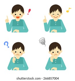 Facial expressions of boy / Vector EPS 10 illustration 