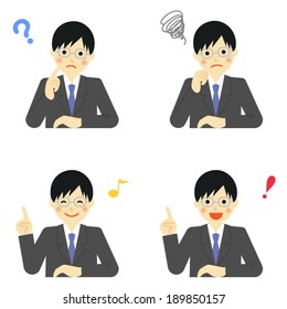 Facial expressions of businessman / Vector EPS 10