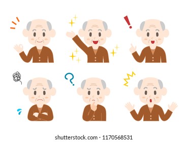 Facial expressions: : elderly man