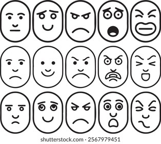 facial expressions, Face expression doodle face and different moods vector set vector illustration 