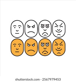 facial expressions, Face expression doodle face and different moods vector set vector illustration 