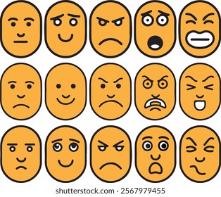 facial expressions, Face expression doodle face and different moods vector set vector illustration 