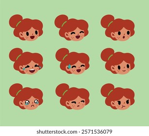 Facial expressions girl red hair