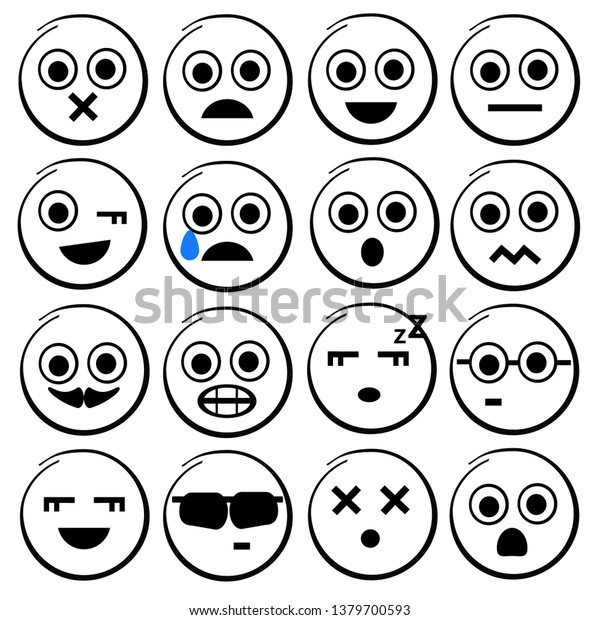 Facial Expressions Icon Set Stock Vector (Royalty Free) 1379700593 ...