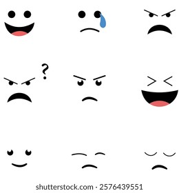 Facial expressions icons set fully vectorized