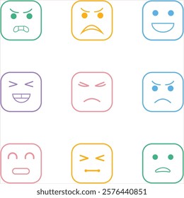 Facial expressions icons set fully vectorized