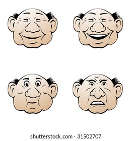 Facial expressions: neutral, smile, laugh, anger.