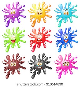 Facial expressions on water splash illustration