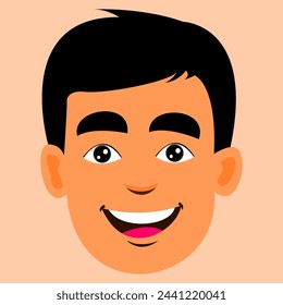 facial expressions positive feeling vector illustration. happy facial expression, expression, head, cartoon face