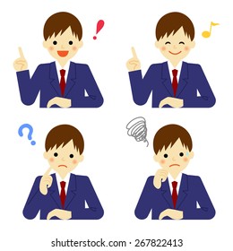 Facial expressions of school boy / Vector EPS 10 illustration