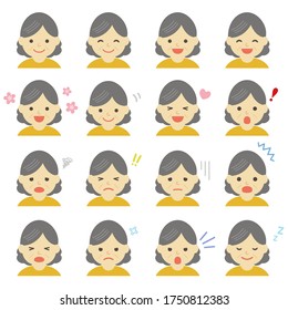 Facial expressions of senior woman