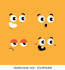 Facial expressions set of flat characters