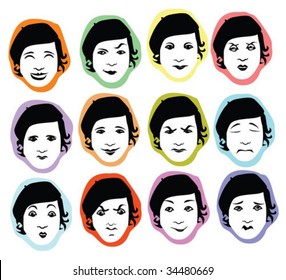 facial expressions set in vector