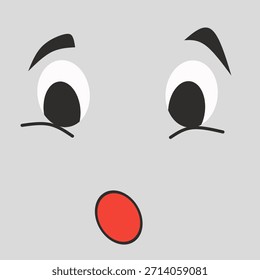 Expresiones faciales, expresiones cómicas sorprendidas. Doodle Elementos de diseño de cómic de sentimiento sonriente. Caras cómicas emocionales con ojos, boca, lengua y dientes.