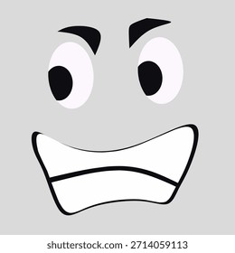 Expresiones faciales, expresiones cómicas sorprendidas. Doodle Elementos de diseño de cómic de sentimiento sonriente. Caras cómicas emocionales con ojos, boca, lengua y dientes.