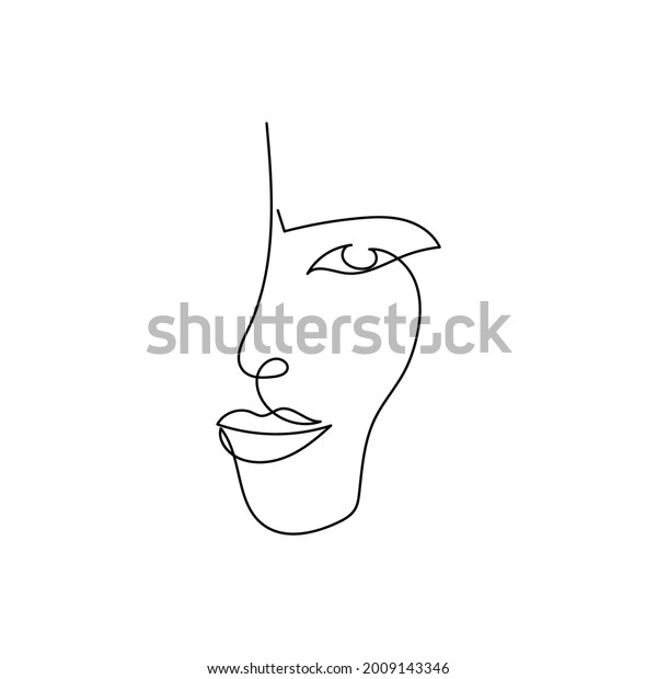 Facial Features Continuous Line Drawing One Stock Vector (royalty Free 