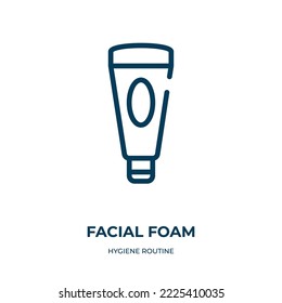 Facial foam icon. Linear vector illustration from hygiene routine collection. Outline facial foam icon vector. Thin line symbol for use on web and mobile apps, logo, print media.